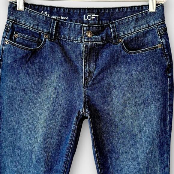 Ann Taylor LOFT Curvy Bootcut Mid Rise Blue Wash Jeans Stretch Size 30/10 Tall - Picture 4 of 13
